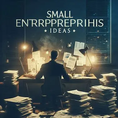 create a realistic image on a topic of small entrepreneurship ideas which is described by a big entrepreneur personality there should be the tag line small entrepreneurship ideas